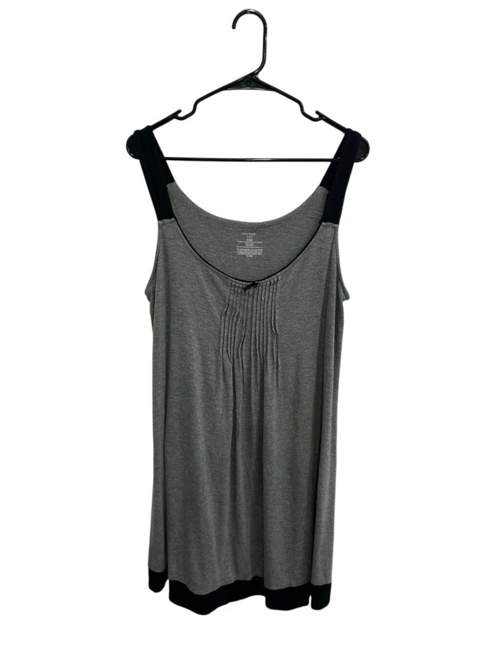 George Large Gray Black Sleeveless Tunic Dress Pleated Front Minimalist Retro
